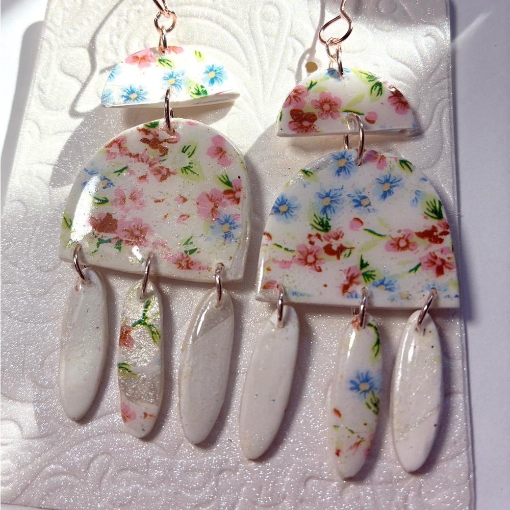 Floral White Dangle Earrings - Women Jewelry